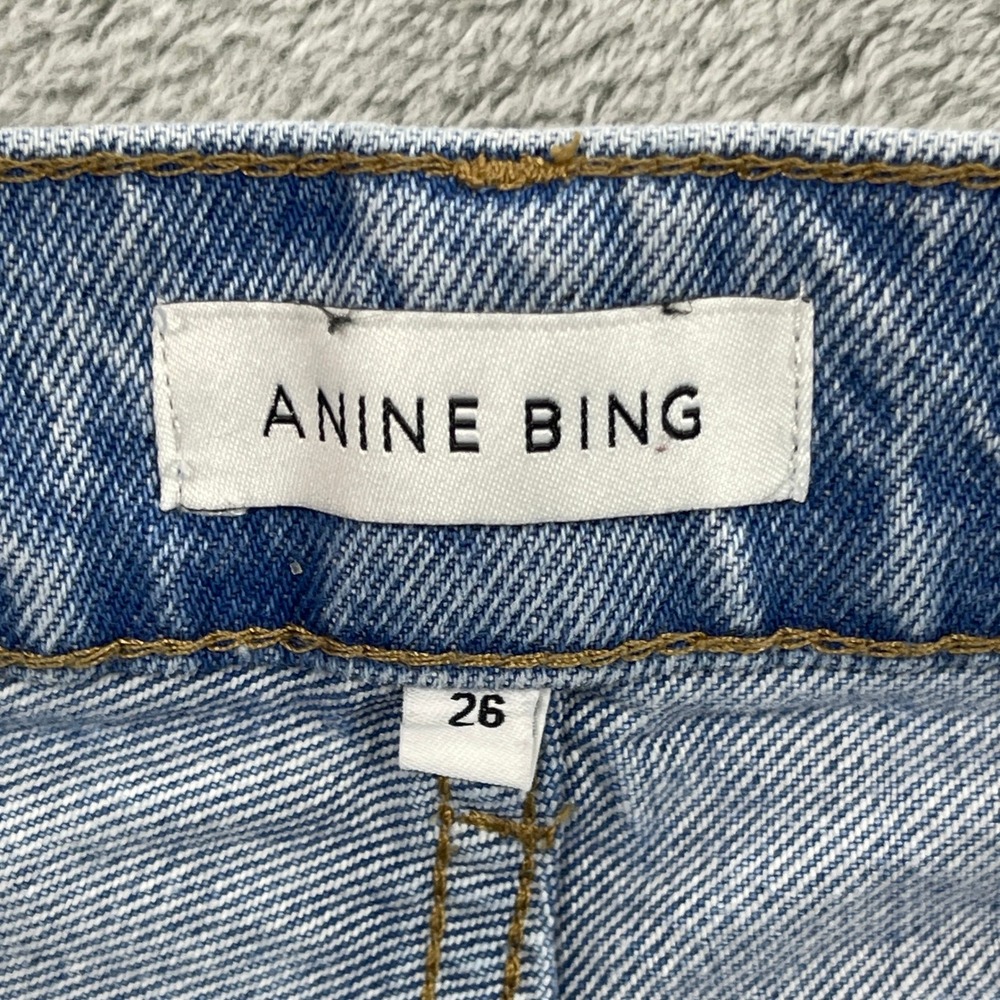 Anine Bing Jeans Women 26 Blue Gavin Straight Leg High Rise Denim Button Fly - Picture 6 of 13